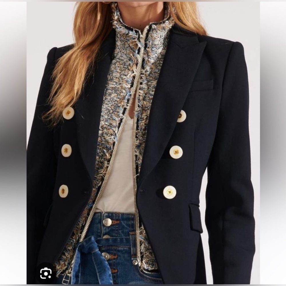 Veronica Beard Adara Blue & Cream Tweed Dickey